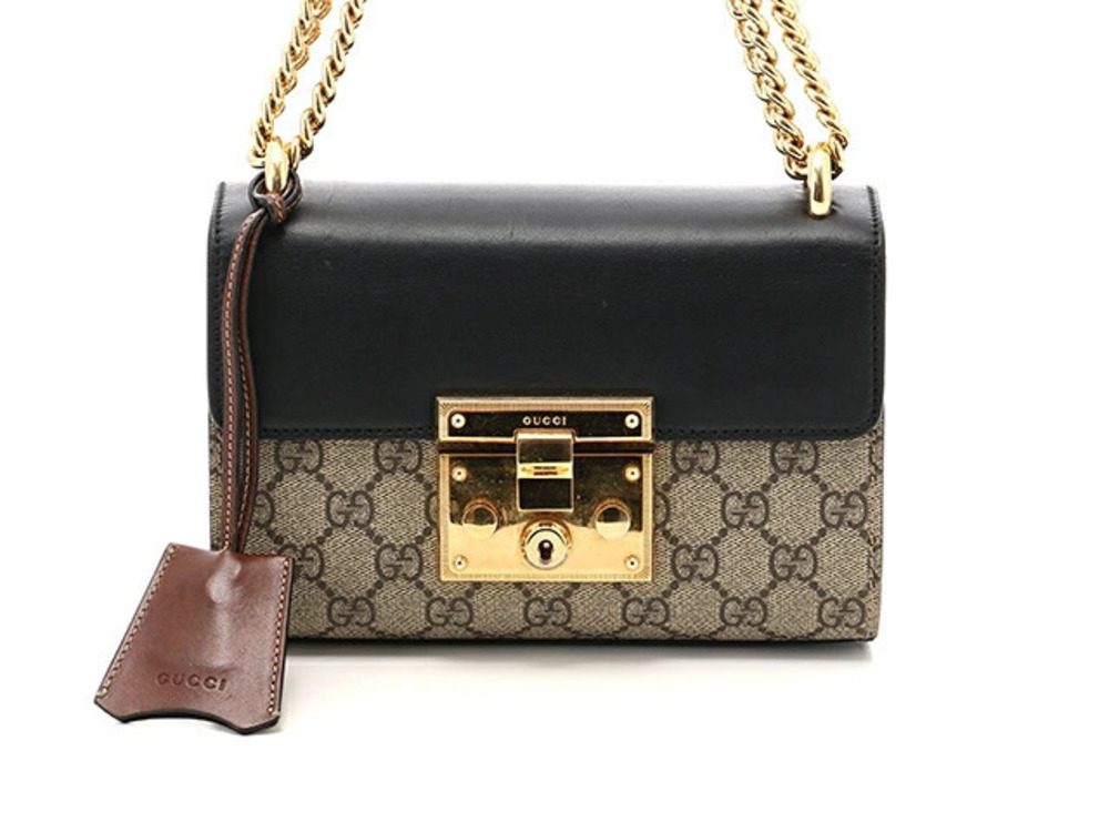 Gucci Bag Chain Shoulder GG Supreme Padlock Calfskin